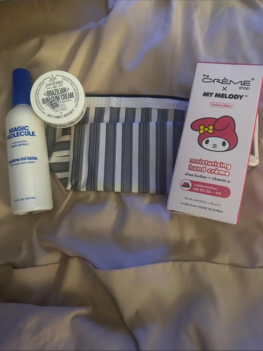 The Crème Shop cream, Magic Molecule, Sol de Janero bundle with bag